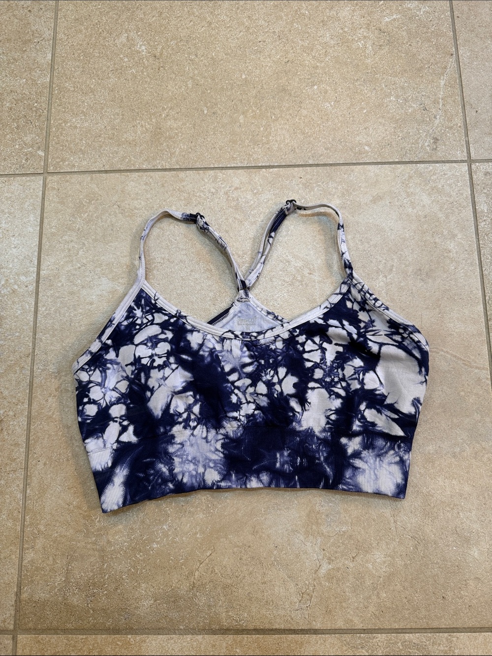 Old Navy Navy and White Tie-Dye Sports Bralette